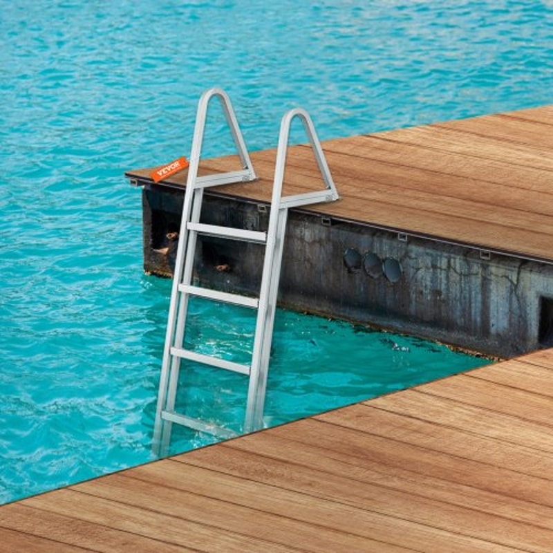 Removable Step Aluminum Dock Ladder with Non-Slip Wide Steps & High lb Capacity for Boats & Pools