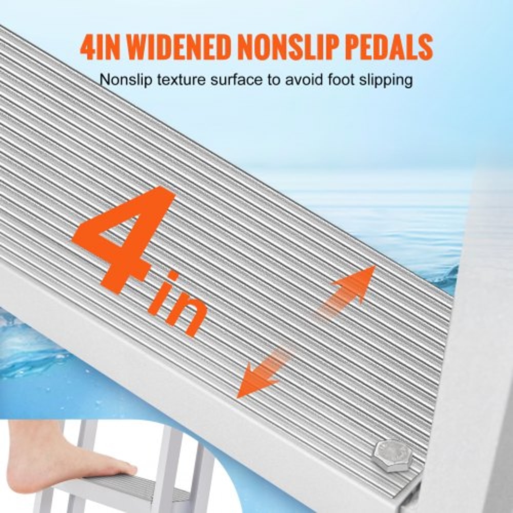 Retractable Aluminum Dock Ladder Step Adjustable Marine Boat Ladder High lb Capacity