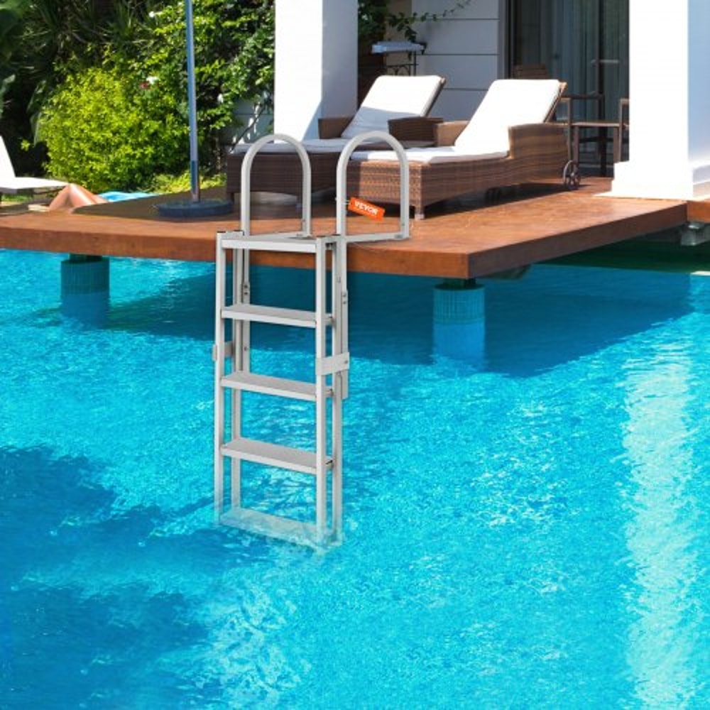 Retractable Aluminum Dock Ladder Step Adjustable Marine Boat Ladder High lb Capacity