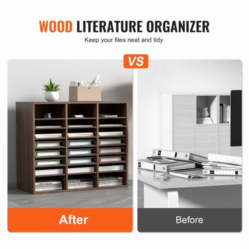 Wooden Literature Organizer With Adjustable Shelves Office Mail Sorter 1