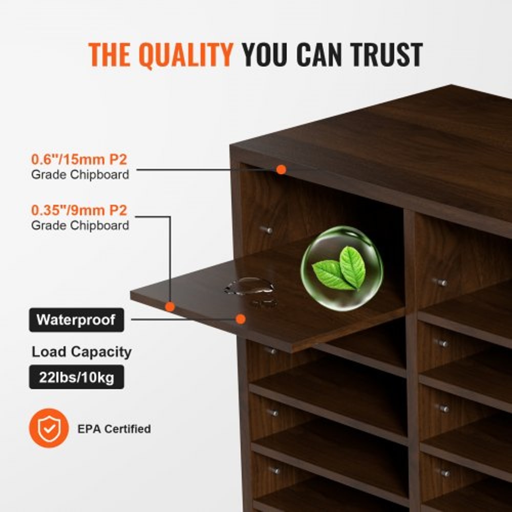 Wooden Literature Organizer With Adjustable Shelves Office Mail Sorter 2