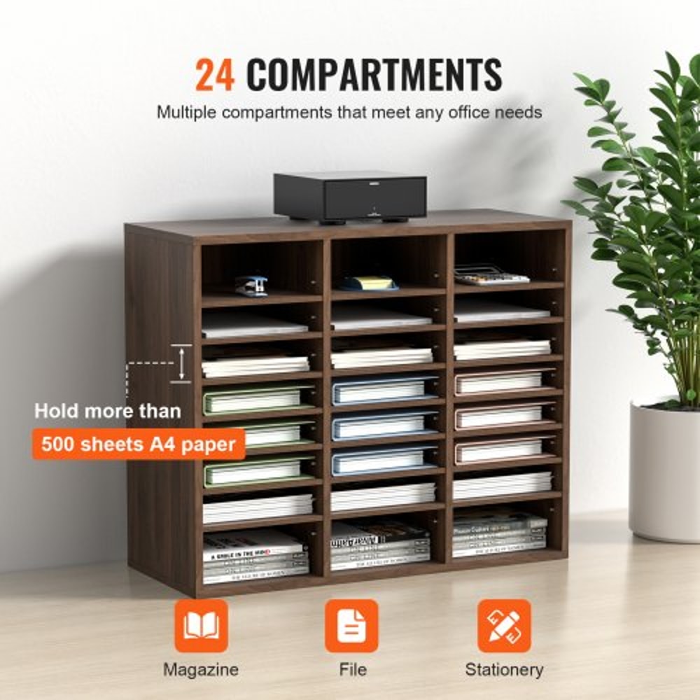 Wooden Literature Organizer With Adjustable Shelves Office Mail Sorter 3