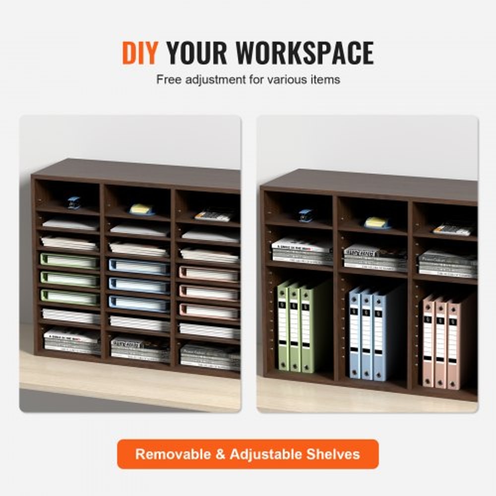 Wooden Literature Organizer With Adjustable Shelves Office Mail Sorter 4