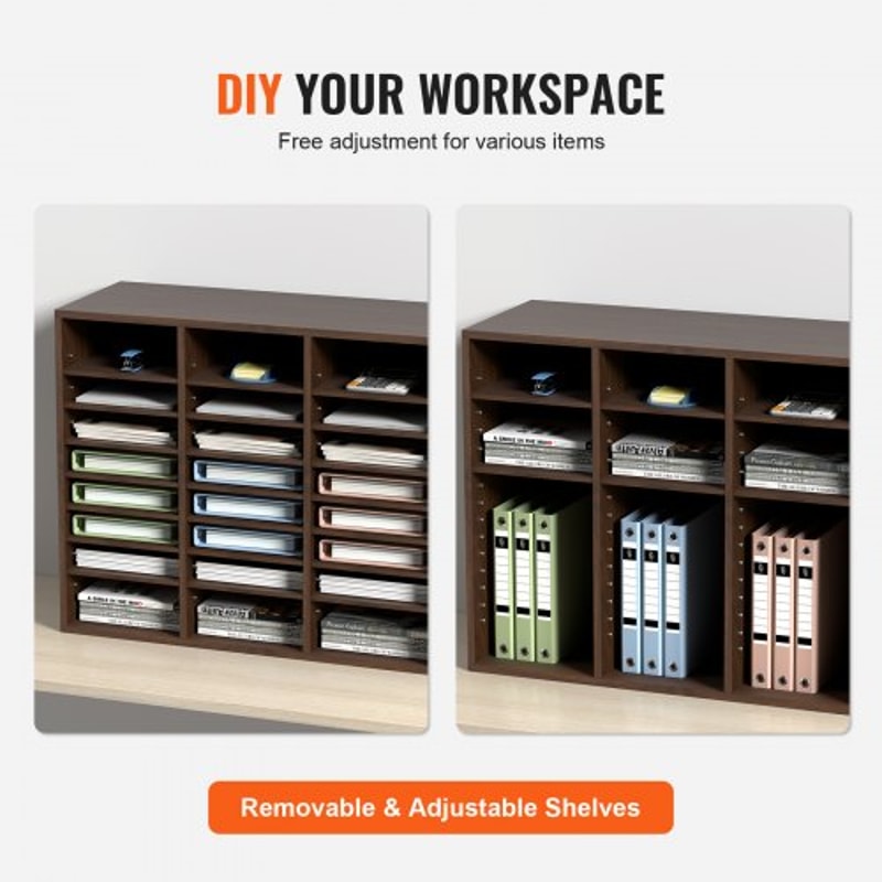 Wooden Literature Organizer With Adjustable Shelves Office Mail Sorter 4