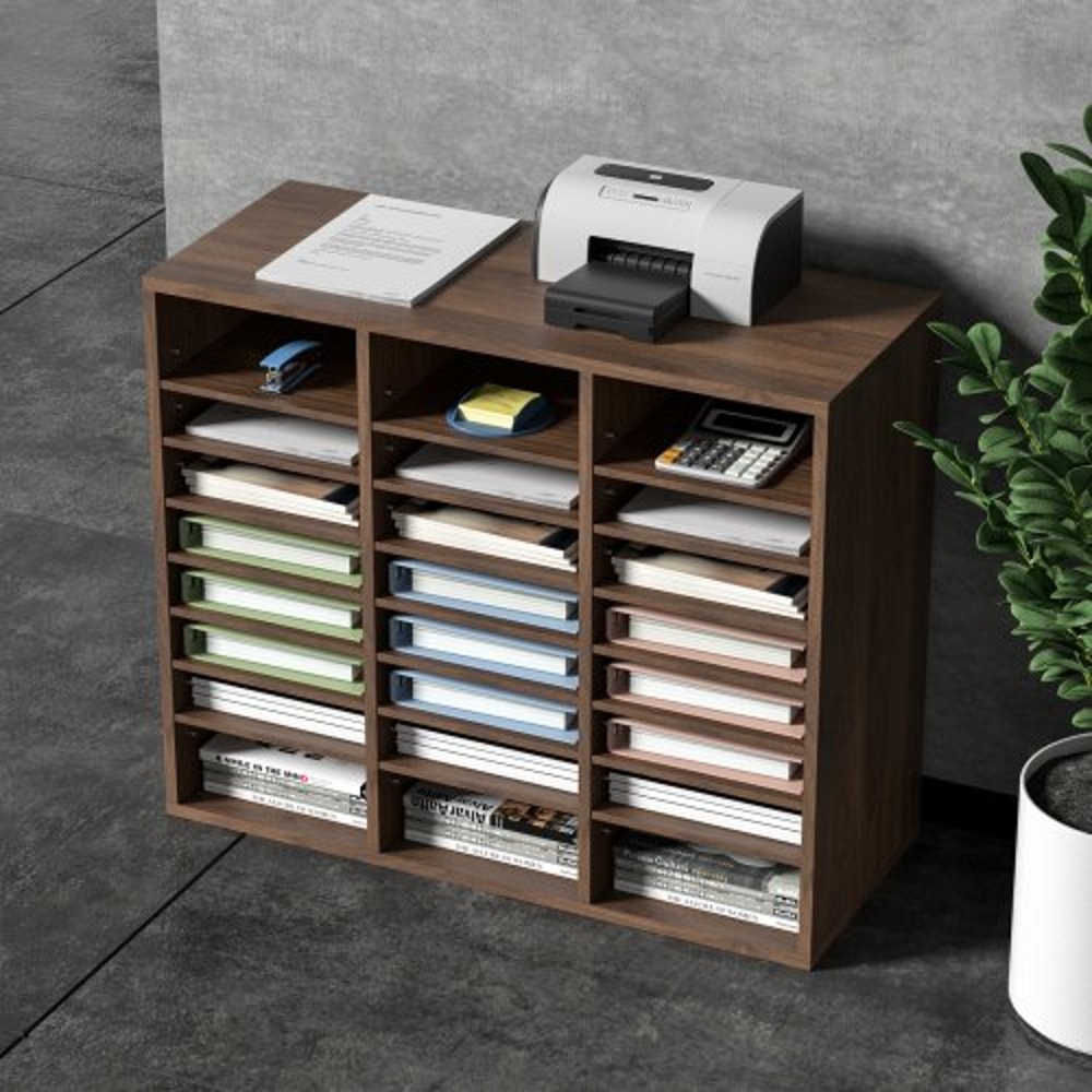 Wooden Literature Organizer With Adjustable Shelves Office Mail Sorter 6