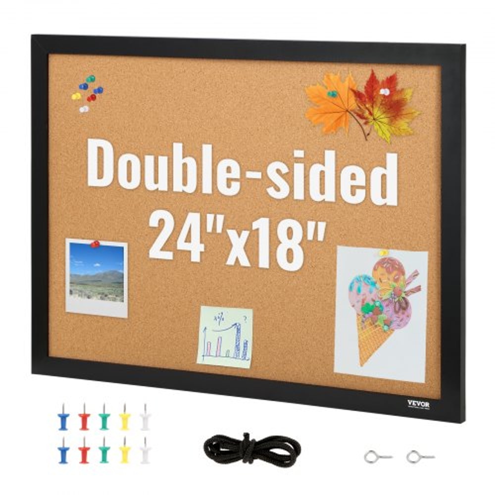 DoubleSided Cork Board Wall Vision Board With Push Pins For Office School Home 0