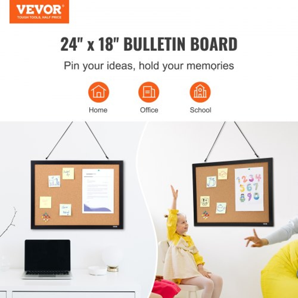 DoubleSided Cork Board Wall Vision Board With Push Pins For Office School Home 1