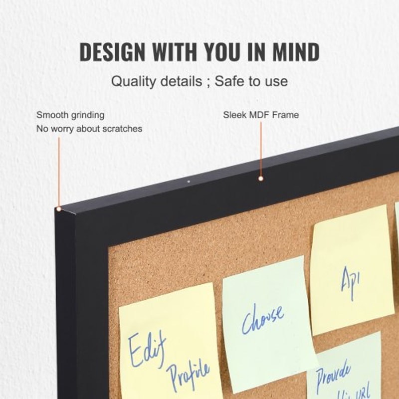 DoubleSided Cork Board Wall Vision Board With Push Pins For Office School Home 4