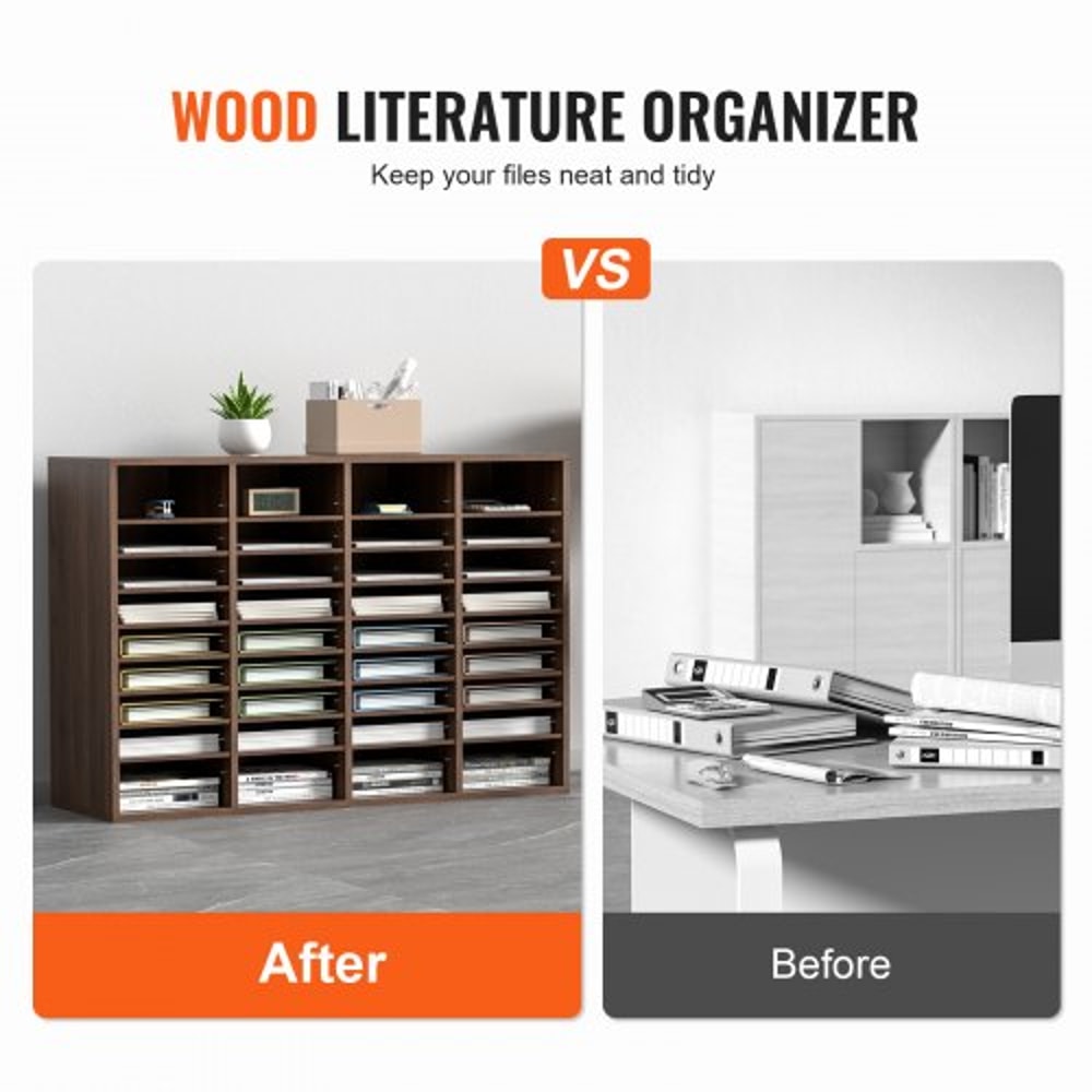 Wood Literature Organizer With Adjustable Shelves Large Office Mail Sorter Cabinet 5