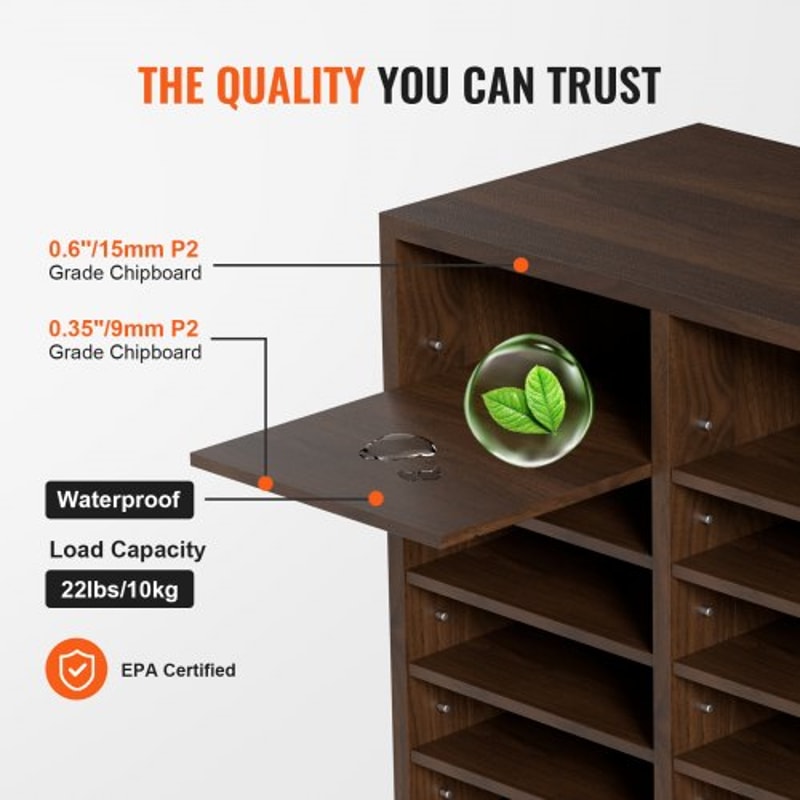 Wood Literature Organizer With Adjustable Shelves Large Office Mail Sorter Cabinet 1