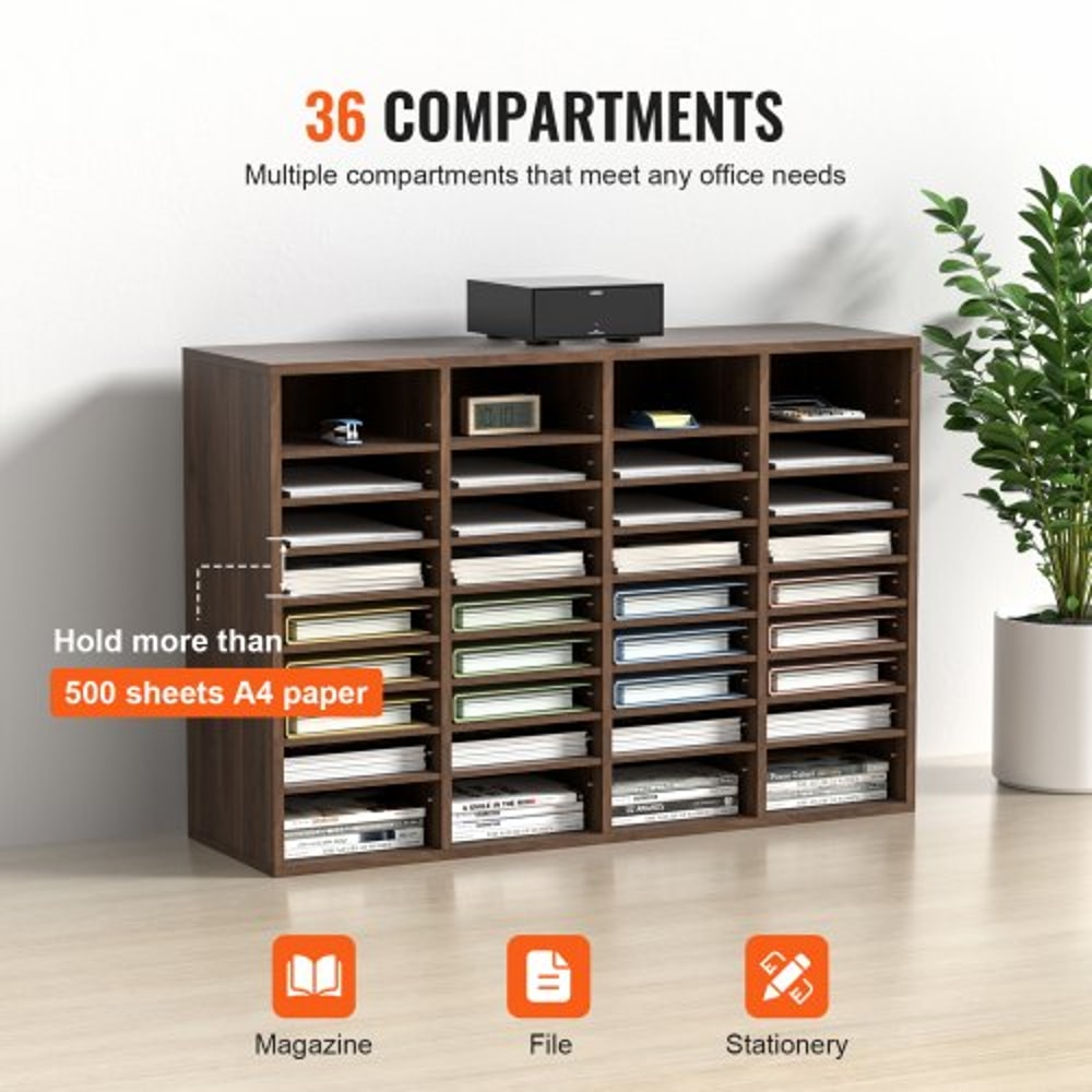 Wood Literature Organizer With Adjustable Shelves Large Office Mail Sorter Cabinet 2