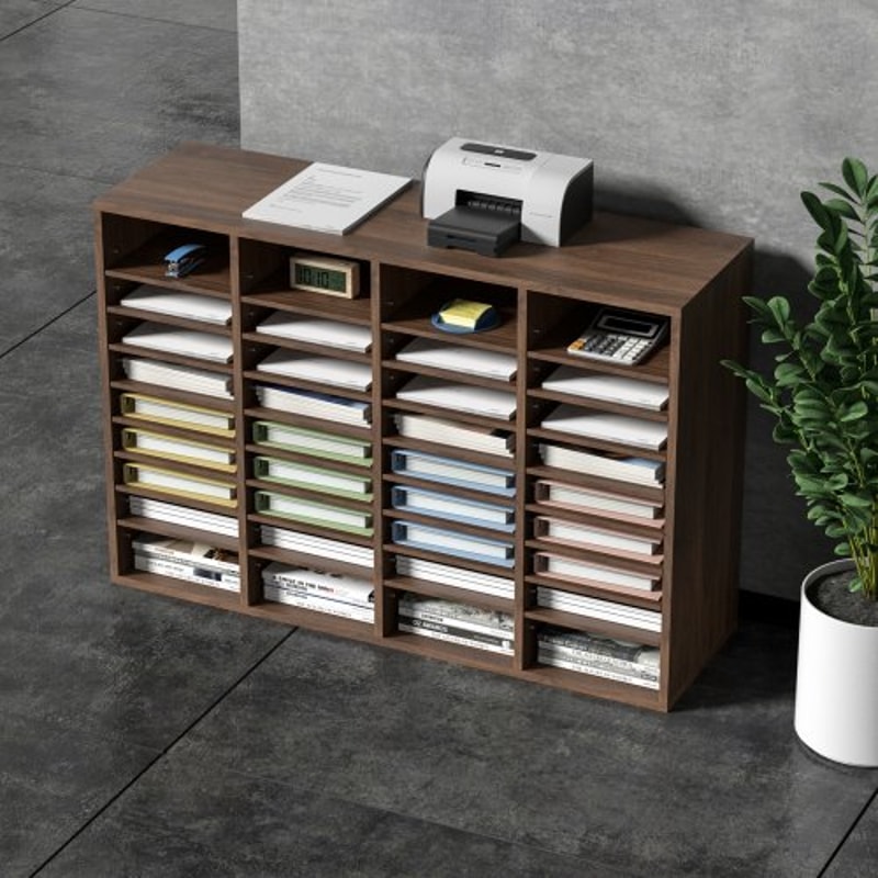 Wood Literature Organizer With Adjustable Shelves Large Office Mail Sorter Cabinet 6