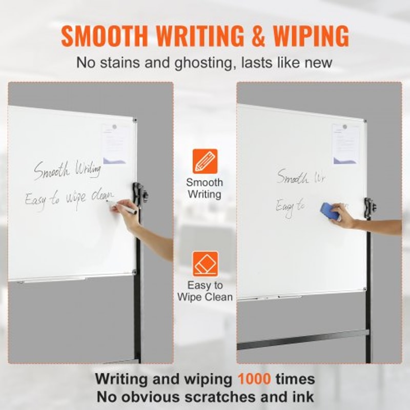 Adjustable Mobile Whiteboard Double-Sided Magnetic Dry Erase Board with Wheels