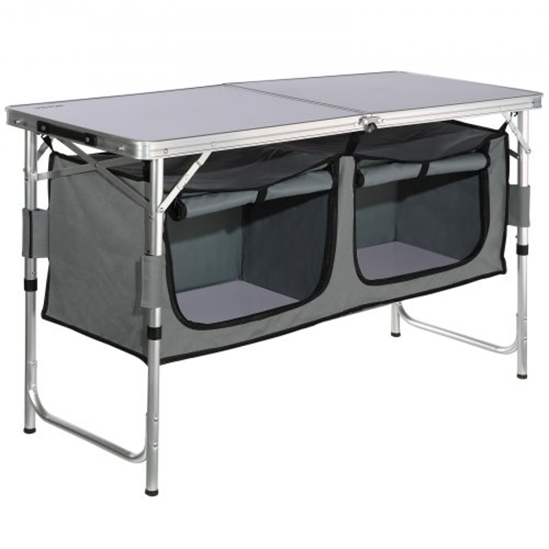 Portable Camping Kitchen Table With Storage Heights Foldable Outdoor Cooking Station For BBQ Trav 9