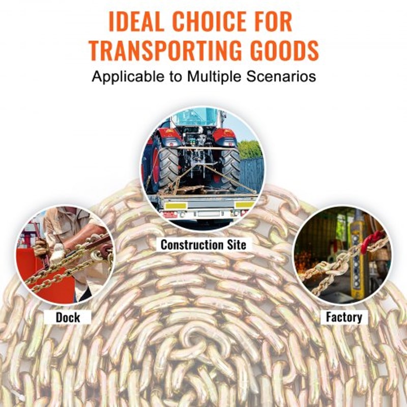 Heavy Duty Transport Binder Chain With Grab Hooks High Lbs Load Limit 5