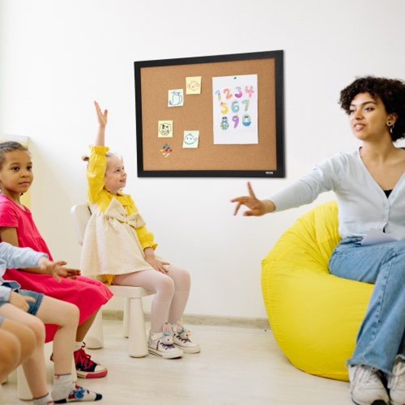 Cork Board Bulletin Board With MDF Frame Push Pins For Home Office School 6