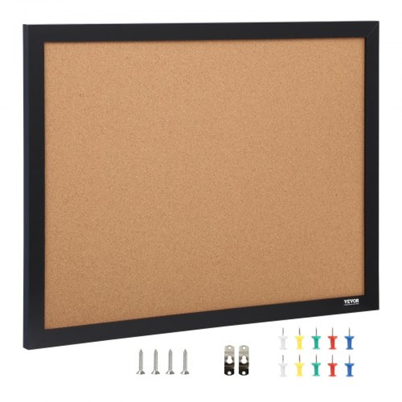 Cork Board Bulletin Board With MDF Frame Push Pins For Home Office School 7