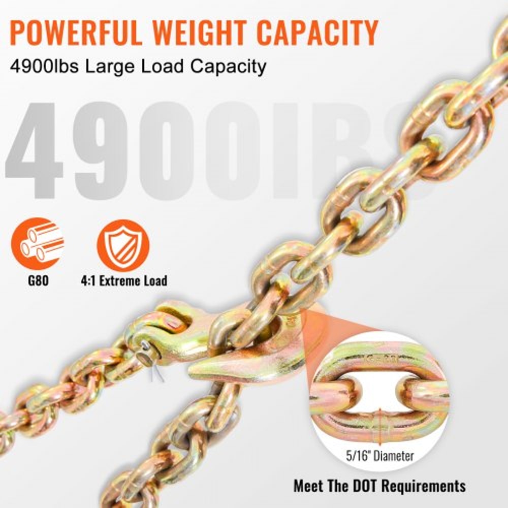 Transport Binder Chain High Lbs Tow Chain With Grab Hooks 2