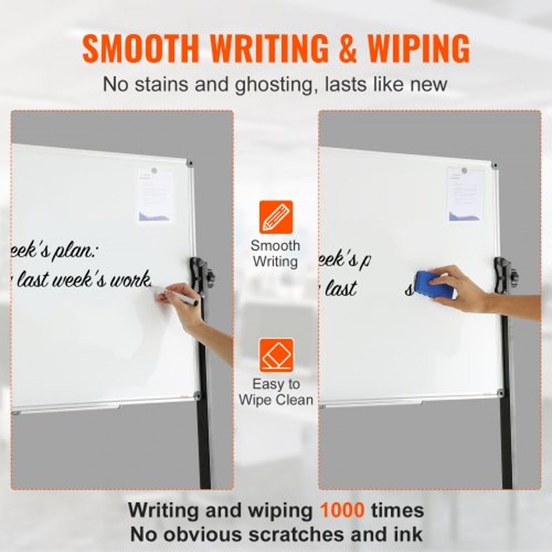 Adjustable Double-Sided Magnetic Whiteboard on Wheels Mobile Dry Erase Board