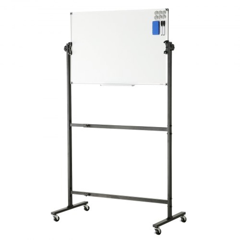 Adjustable Double-Sided Magnetic Whiteboard on Wheels Mobile Dry Erase Board