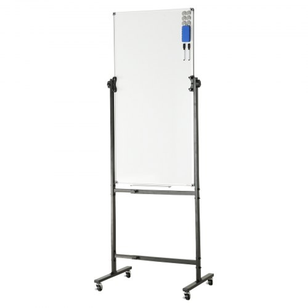 Rolling Magnetic Whiteboard Double-Sided Adjustable Mobile Dry Erase Board with Wheels