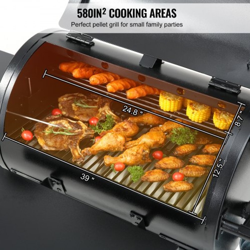 Heavy Duty Charcoal Grill with Cart & Cover, Portable BBQ Grill Smoker Combo for Outdoor Cooking