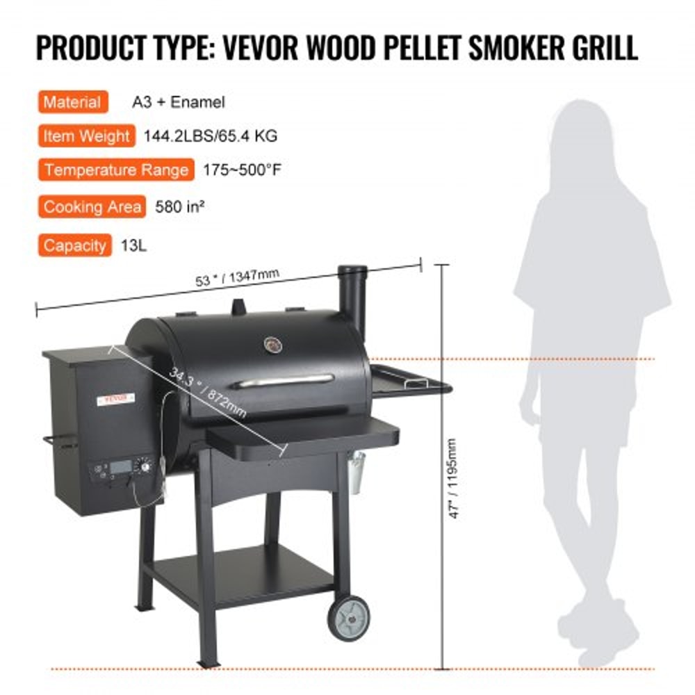 Heavy Duty Charcoal Grill with Cart & Cover, Portable BBQ Grill Smoker Combo for Outdoor Cooking