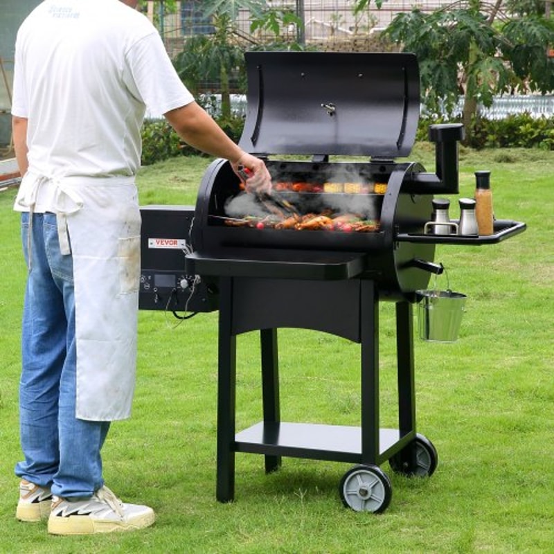 Heavy Duty Charcoal Grill with Cart & Cover, Portable BBQ Grill Smoker Combo for Outdoor Cooking