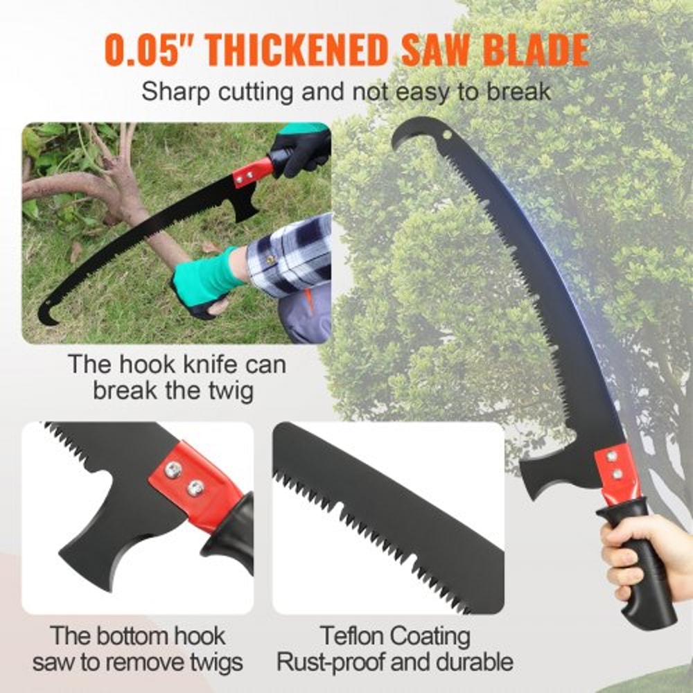 Extendable Pole Saw Pruner With Steel Blade Lightweight Aluminum Handle 3