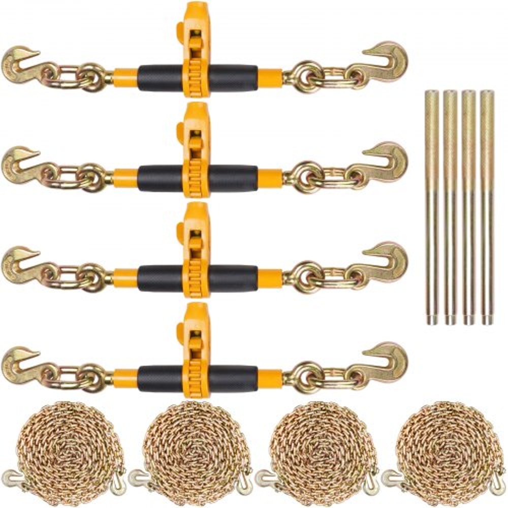 Heavy Duty Ratchet Chain Binder Set With Chains High Lbs For Flatbed Trailer Tie Down 0