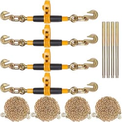 heavy duty ratchet chain binder set with chains high lbs for flatbed trailer tie down