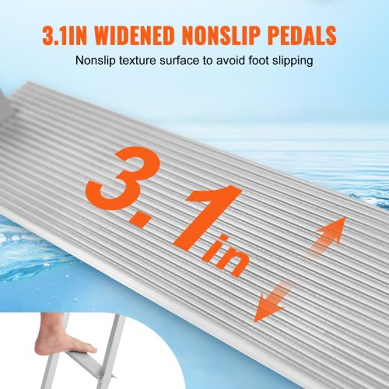 Removable Aluminum Dock Ladder High lbs Heavy Duty Non-Slip Boat Boarding Ladder