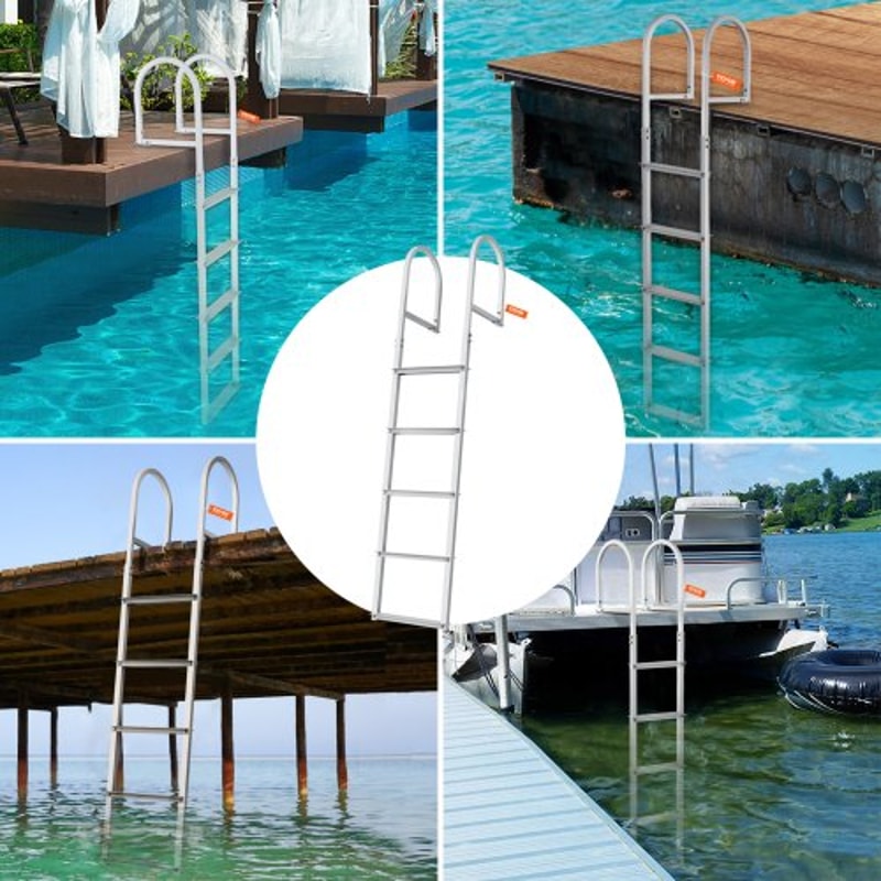 Removable Aluminum Dock Ladder High lbs Heavy Duty Non-Slip Boat Boarding Ladder