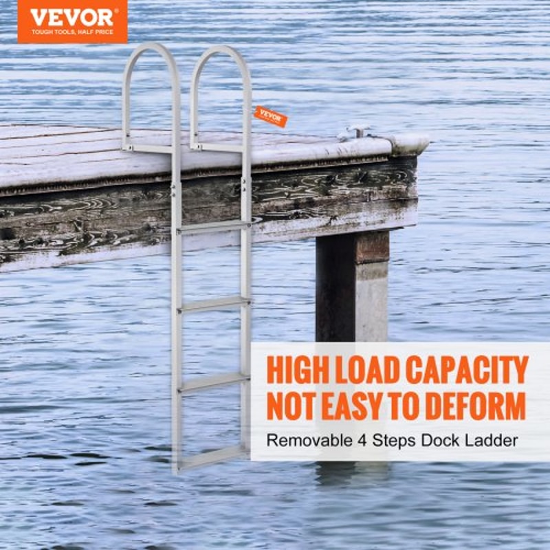 Removable Aluminum Dock Ladder Step High tlb Capacity Non-Slip Pontoon Boat Ladder