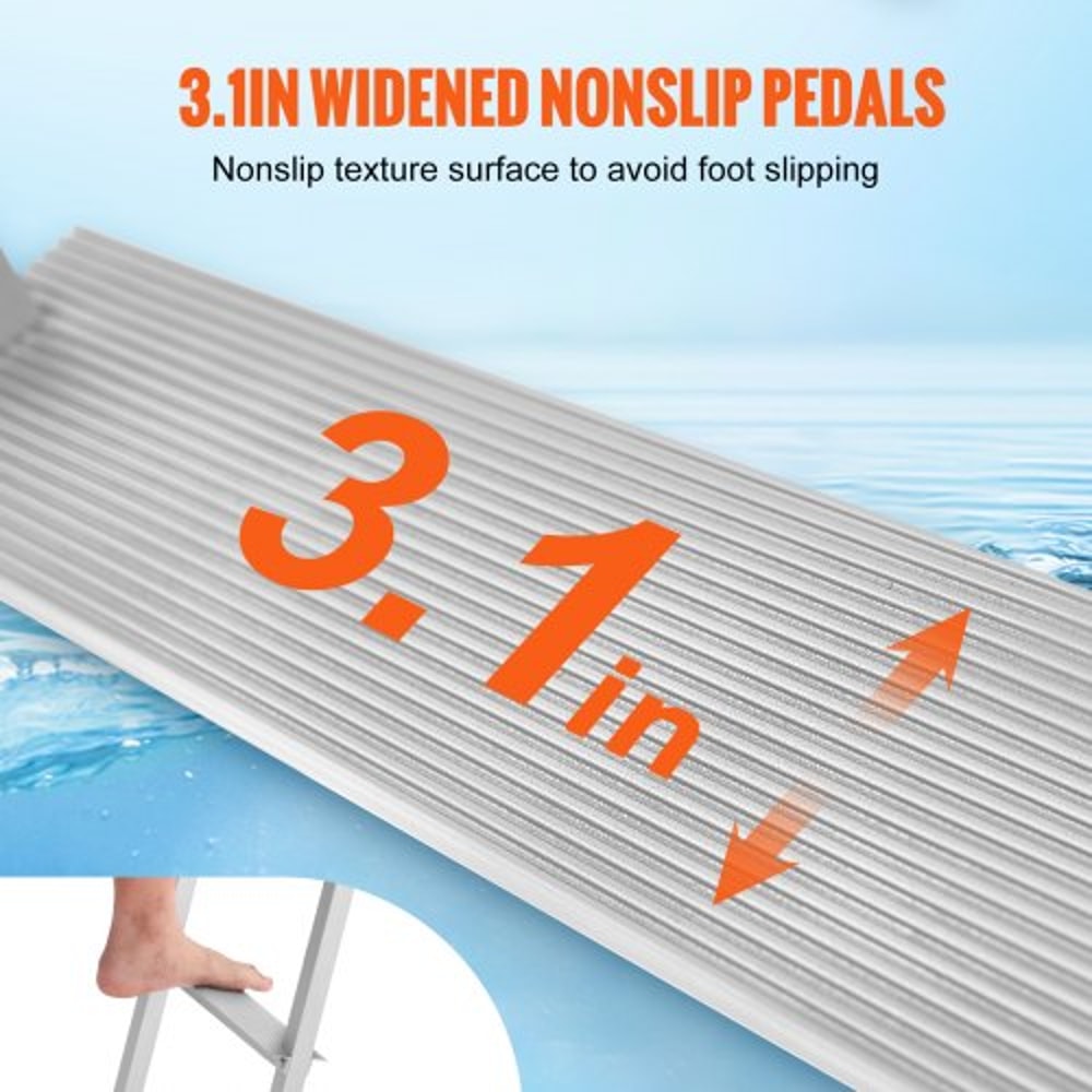 Removable Aluminum Dock Ladder Step High tlb Capacity Non-Slip Pontoon Boat Ladder