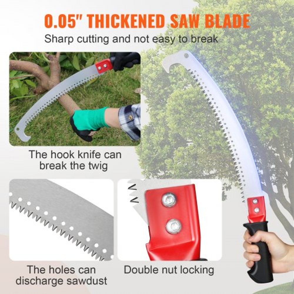 Extendable Manual Pole Saw Tree Pruner Lightweight Aluminum Branch Cutter 3