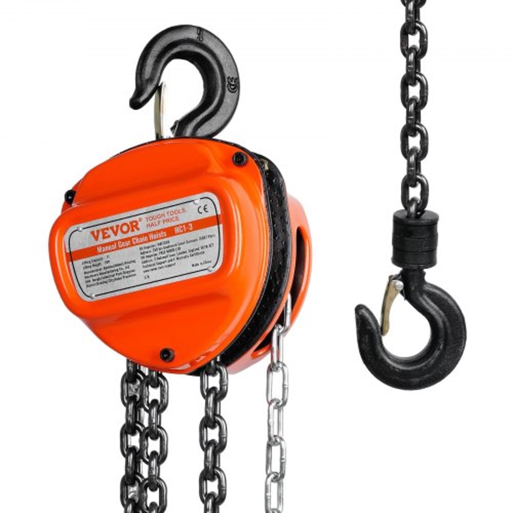 Manual Chain Hoist High lb Heavy Duty Come Along with Steel Chain & Safety Brake