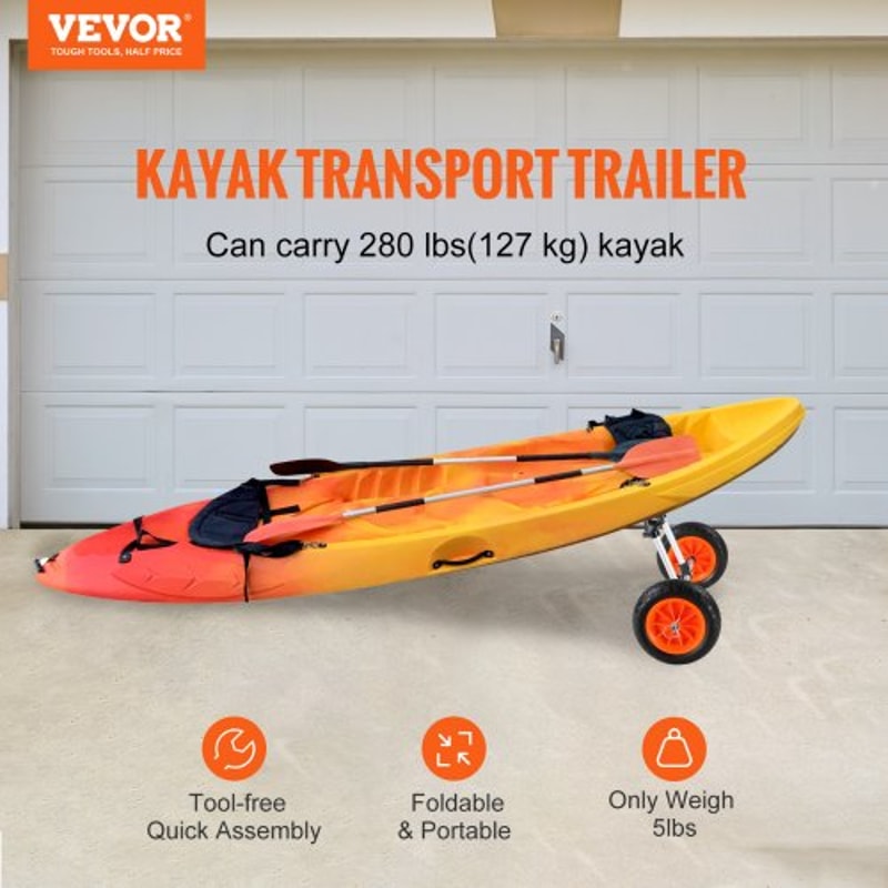 Heavy Duty Kayak Cart With Solid Tires High Lbs Capacity Adjustable Canoe Trolley 1