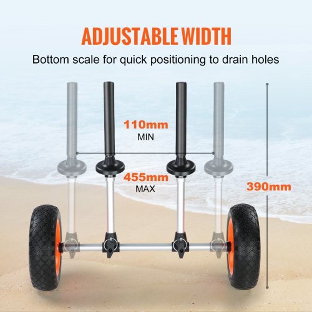 Heavy Duty Kayak Cart With Solid Tires High Lbs Capacity Adjustable Canoe Trolley 4