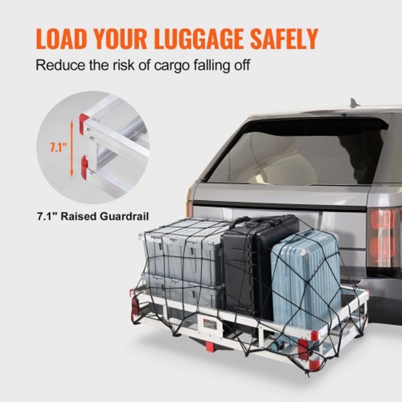Aluminum Hitch Cargo Carrier High Lb Capacity Foldable Rack For SUV Truck Receiver 5
