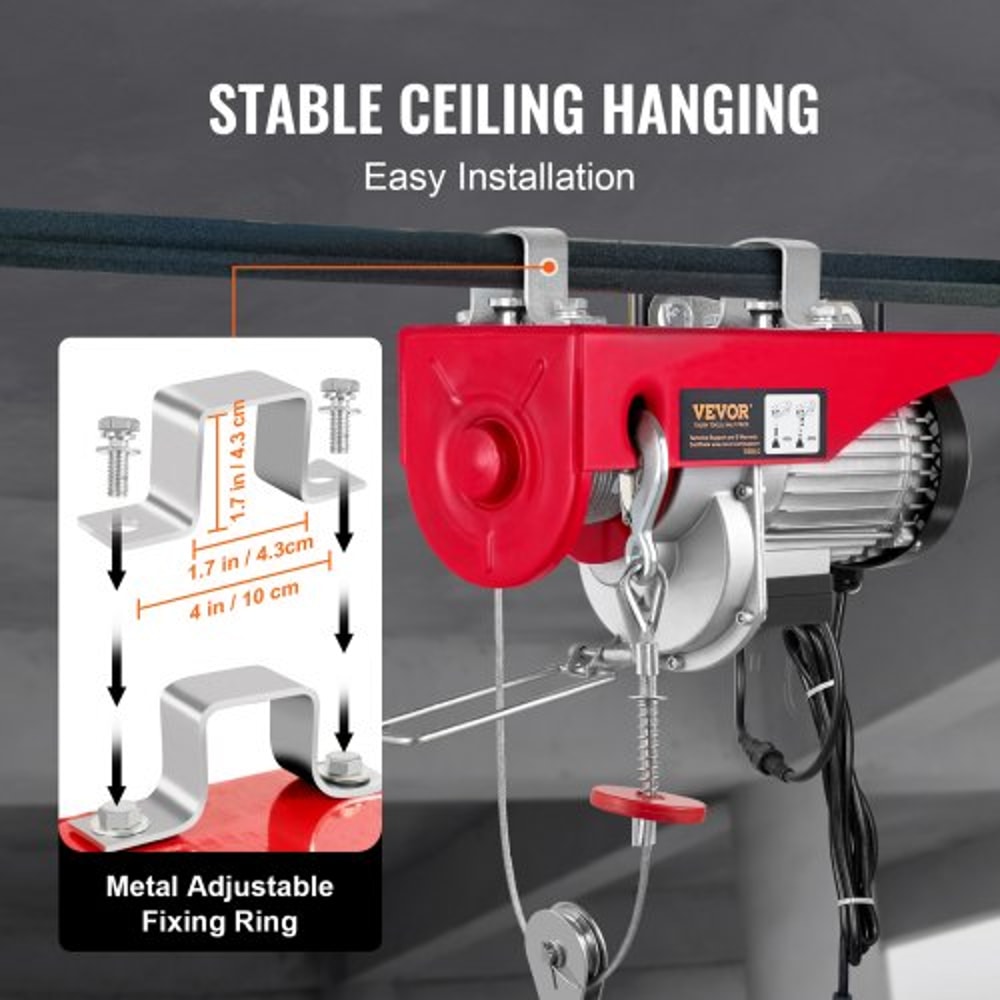 Electric Wire Rope Hoist With Wireless Remote Heavy Duty Lift Winch For Garage Warehouse 5