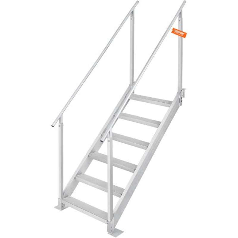 Adjustable Aluminum Dock Ladder Step With Handrails High Lb Capacity For Boat Pool Marine Use 0