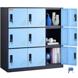 metal employee locker cabinet with keys & card slots, heavy-duty secure storage
