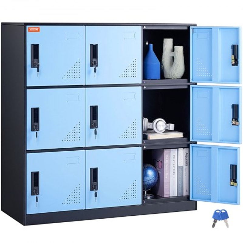 Metal Employee Locker Cabinet with Keys & Card Slots, Heavy-Duty Secure Storage