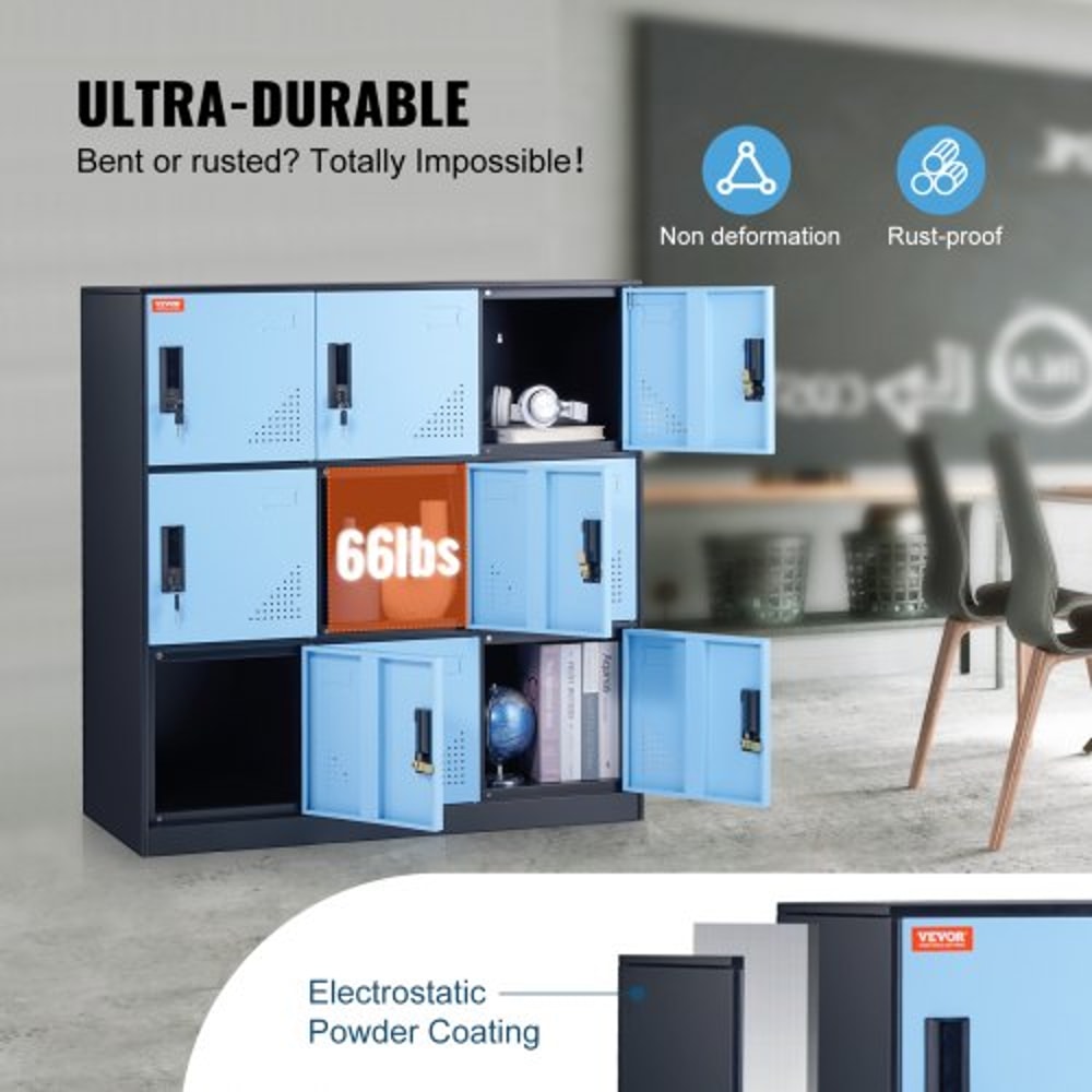 Metal Employee Locker Cabinet with Keys & Card Slots, Heavy-Duty Secure Storage