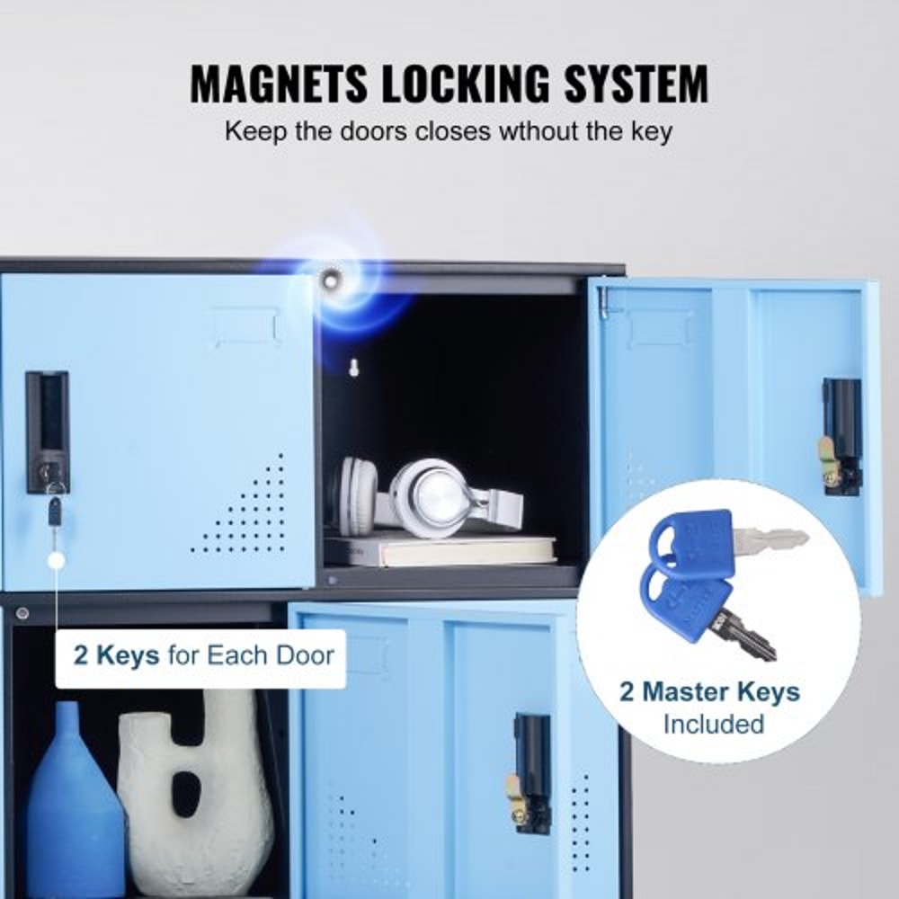 Metal Employee Locker Cabinet with Keys & Card Slots, Heavy-Duty Secure Storage