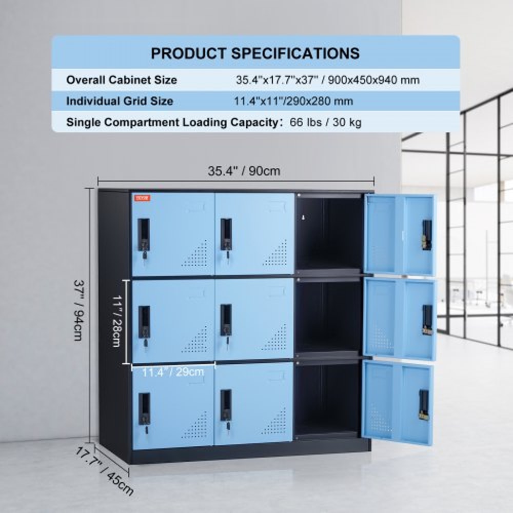 Metal Employee Locker Cabinet with Keys & Card Slots, Heavy-Duty Secure Storage