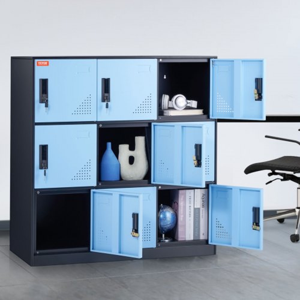 Metal Employee Locker Cabinet with Keys & Card Slots, Heavy-Duty Secure Storage