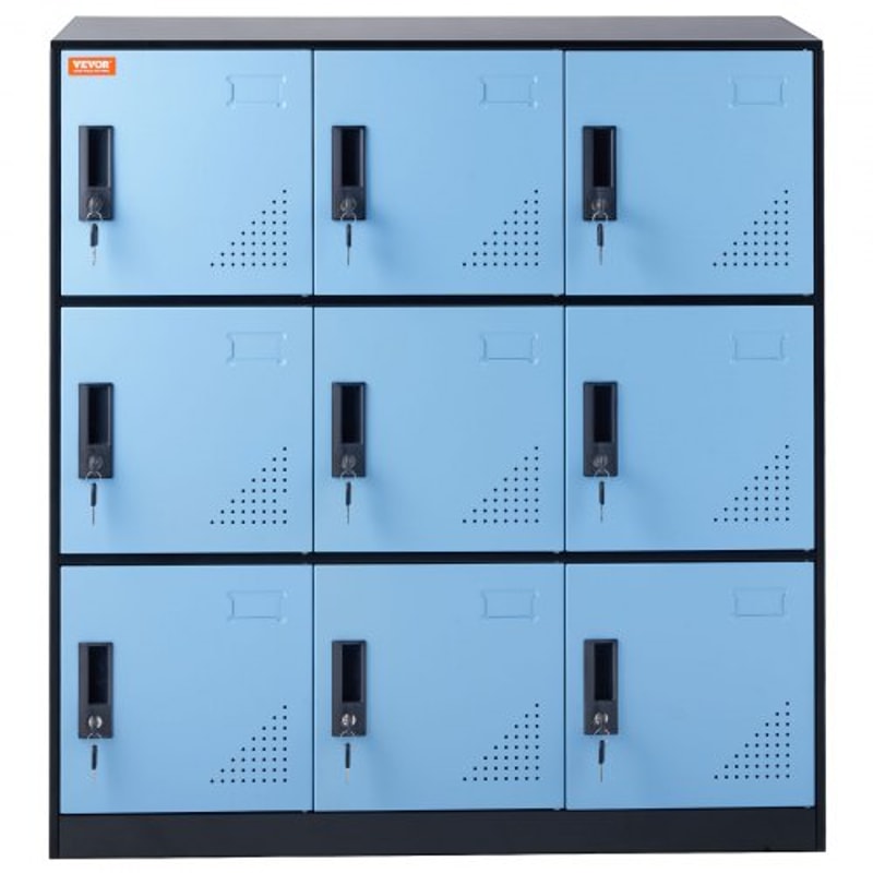 Metal Employee Locker Cabinet with Keys & Card Slots, Heavy-Duty Secure Storage