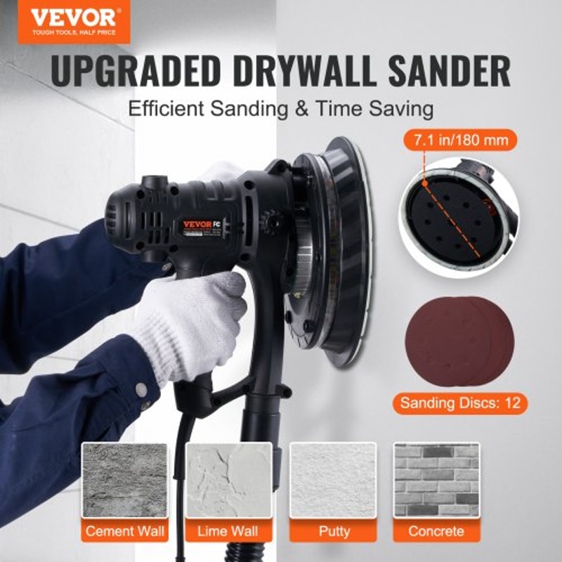 Electric Drywall Sander With Vacuum Dust Collection Variable Speed Wall Sander With LED Lights 1